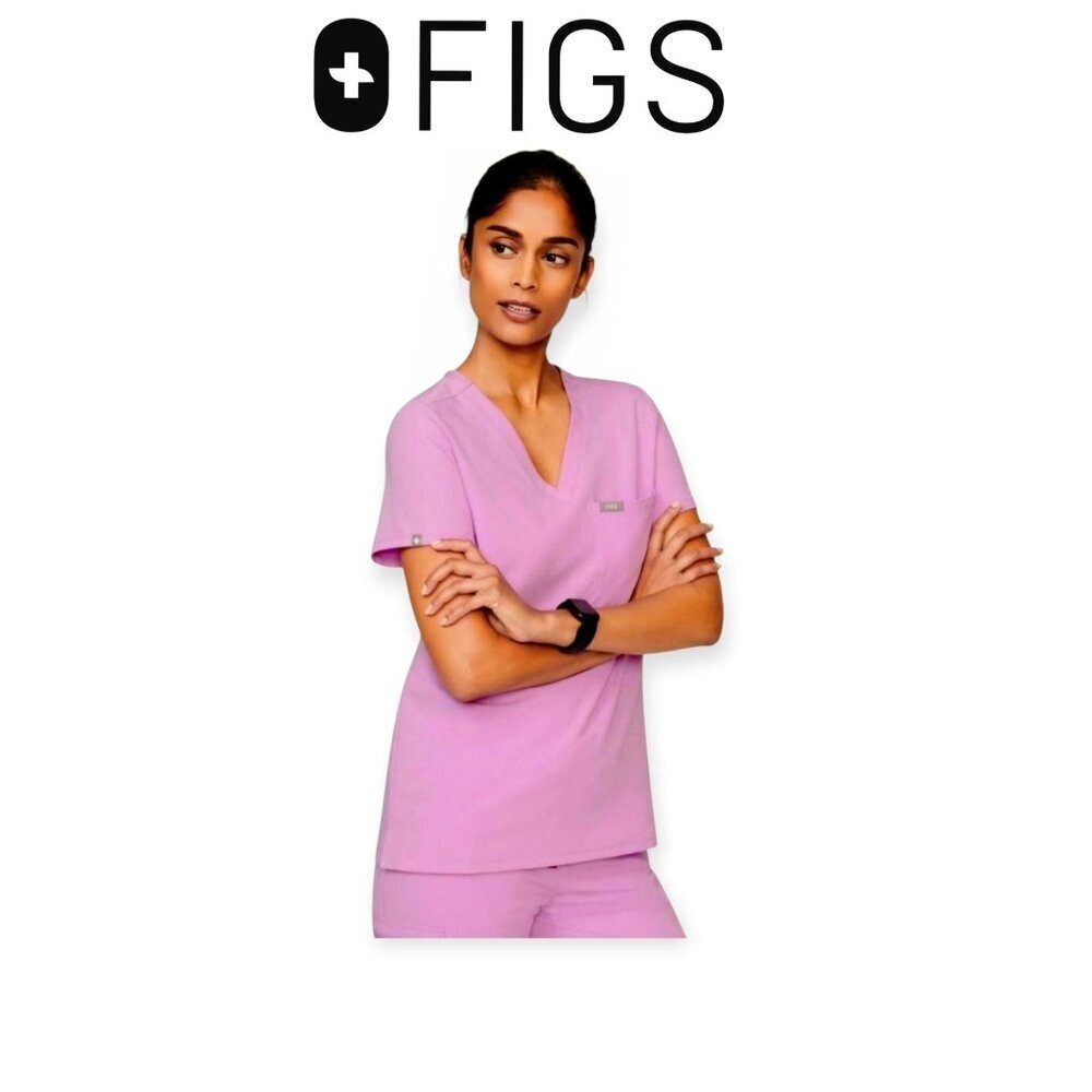 FIGS Technical Collection Catarina One-Pocket Scrub Top Lavender Medium V-Neck
